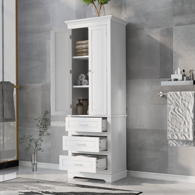 Grande armoire de rangement polyvalente avec trois tiroirs pour la salle de bain, le bureau ou la cuisine, idéale pour organiser et maximiser l'espace