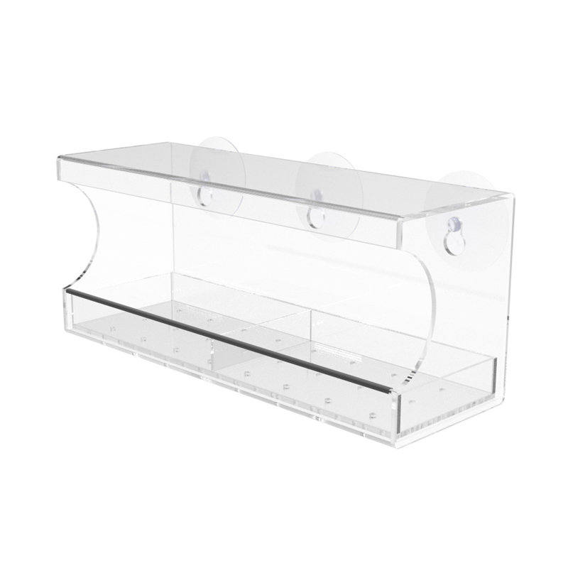Clear Acrylic Window-Mounted Bird Feeder with Removable Tray