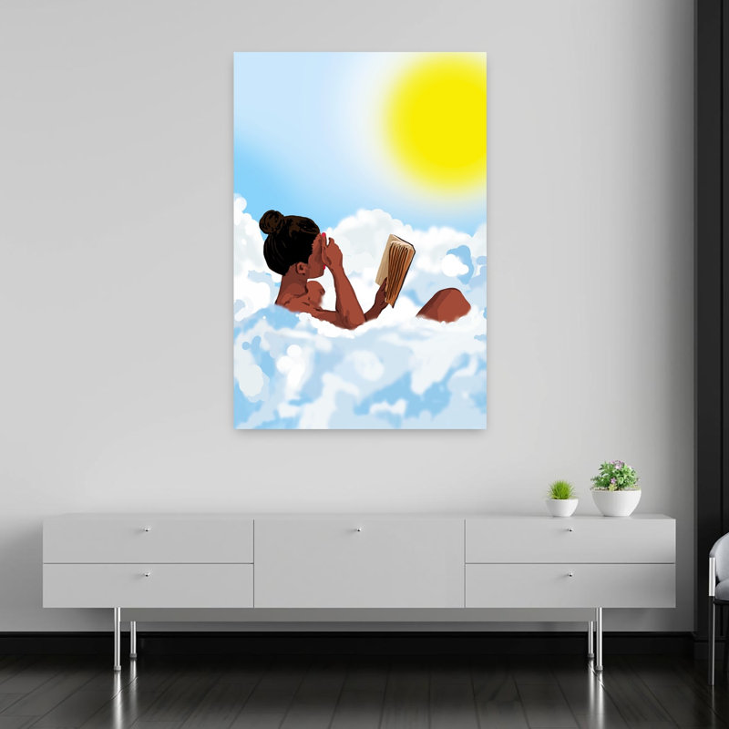 «Sunny Cloud Reader Dreamy Peaceful Serene Summer Landscape», reproduction d'art mural, H 60 po x l 40 po