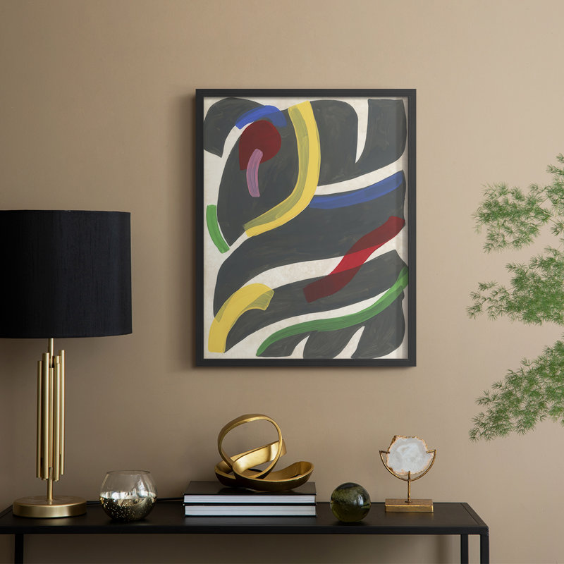 Canasta III Framed Print - Solid Wood, Black, 21" H x 17" W