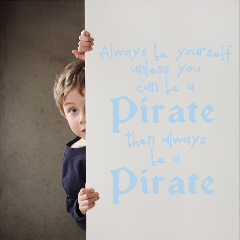 Décalcomanie murale toujours en pirate, H 26 po x l 21 po x P 0,01 po, Bleu poudré