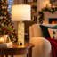 Lampes de table en mosaïque colorée de 29 po avec veilleuses intégrées, finitions en laiton et abat-jour en tissu blanc
