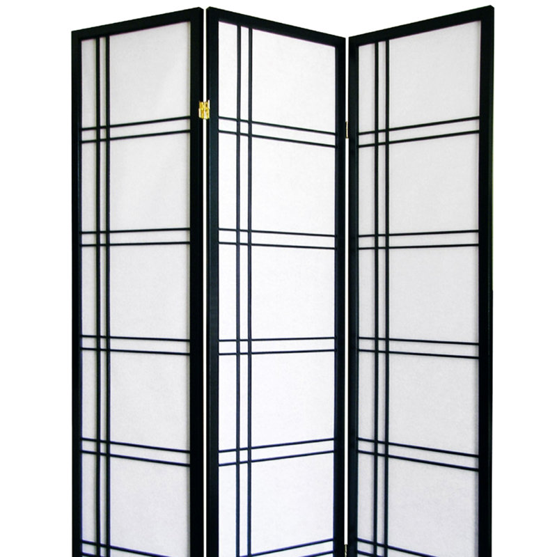 Paravent 70 "haut" à 3 cloisons, peint en noir, pin, rehausse le décor de la pièce, pliable pour la gestion de l'espace "", fini, crée une division élégante, design