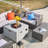 7-Piece Rattan Patio Sectional Sofa Set With Fire Pit Table