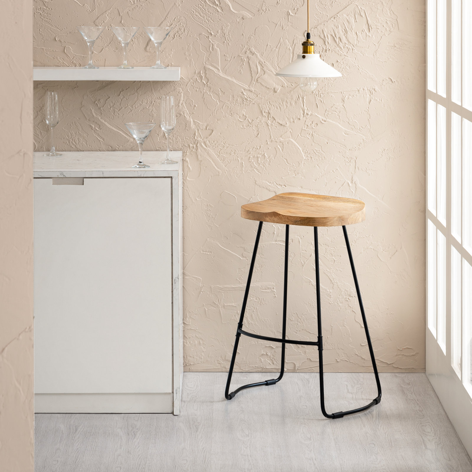 Geonna 30" Bar Stool, Natural, Counter Stool (27" Seat Height)