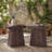 23.6" Solid End Table Set with Tapered Base, Dark Brown-1587522223-1577788700
