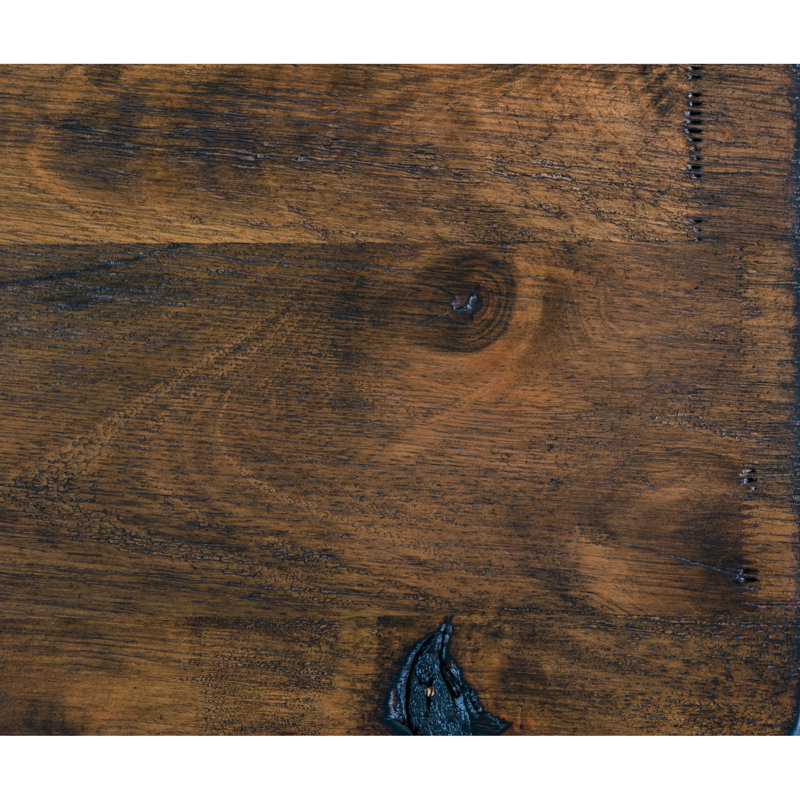 Table de chevet en bois d'hévéa massif avec touche rustique - 2 tiroirs, finition brunie, table d'appoint de style transitionnel classique