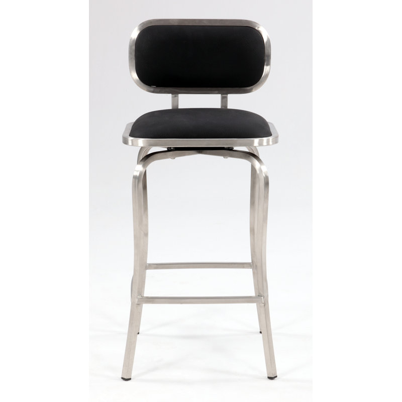 Izela Modern Counter Height Stool w/ Memory Swivel, Black, Counter Stool (25.98" Seat Height)