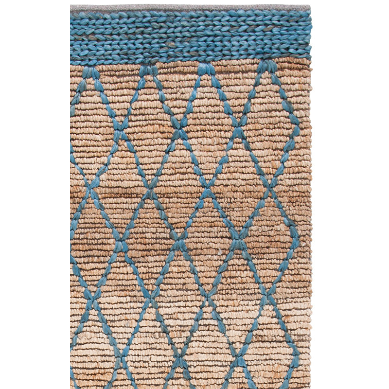Tapis naturel en jute / coton tissé à la main Natural, Rectangle 6 pi x 9 pi
