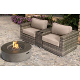 Dzheni Fully Assembled 2 Person Seating Group With Sunbrella Cushions And Round Concrete Firepit