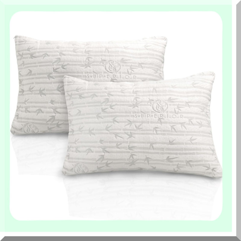 Cool Rayon From Bamboo Comfort Pillow - Breathable Cooling Support for Neck, Side, and Back. Rayon from Bamboo Cover with Shredded Memory Foam Filling. Queen Size