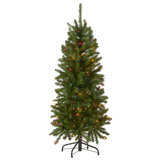 Kingswood Pencil 9' Green Fir Artificial Christmas Tree with 500 Clear Lights with Stand