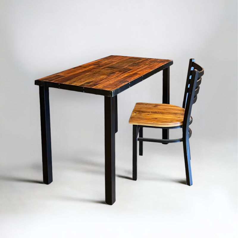 Bureau industriel en bois récupéré, H 29,5 po x l 48 po x P 30 po