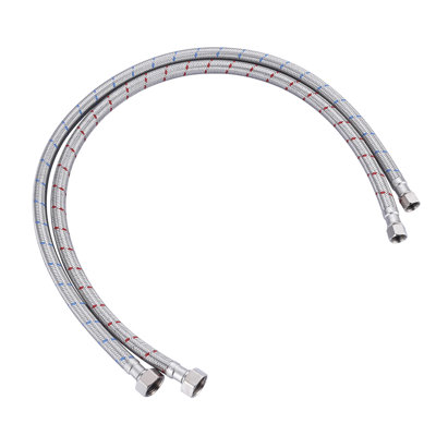 Faucet Supply Lines, Stainless Steel Braided Flexible Faucet Hose Connector G1/2" X 3/8" Female Compression Thread (1 Pair)