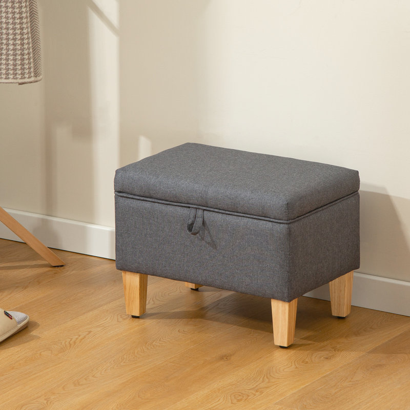 Angella Rectangle Storage Ottoman, Grey, 36cm H x 71cm W x 37cm D