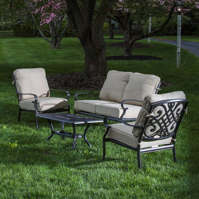Baldwyn 4 - Person Patio Conversation Set with Cushions