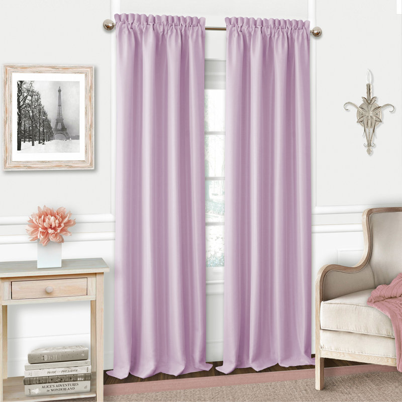 Panneau de rideau simple obscurcissant avec passe-tringle Ransdell, l 52" x L 63", Lavande