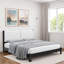 Lit plateforme en bois avec tête de lit en cuir PU et pieds cylindriques-913740658