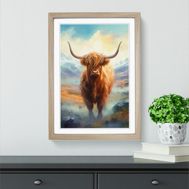 Highland Cow Romanticism Art - Framed Print