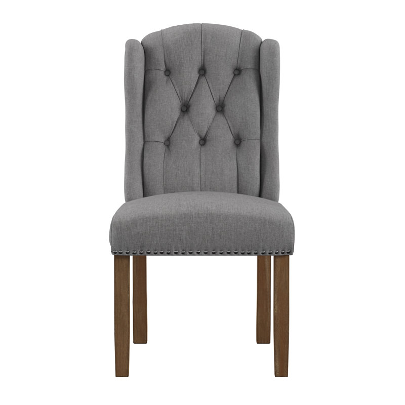 Chaise rembourrée Vasso, Lin gris