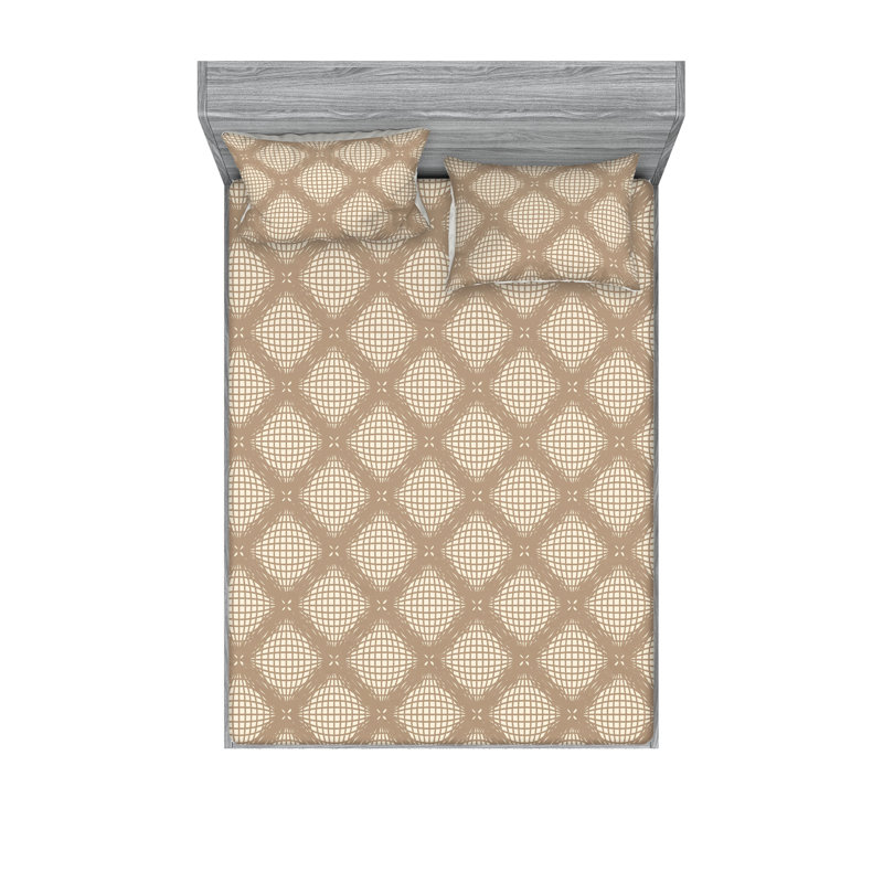 Drap-housse et taies décoratives 3 pièces Ambesonne, Ensemble de draps pour lit double avec 2 taies d'o
