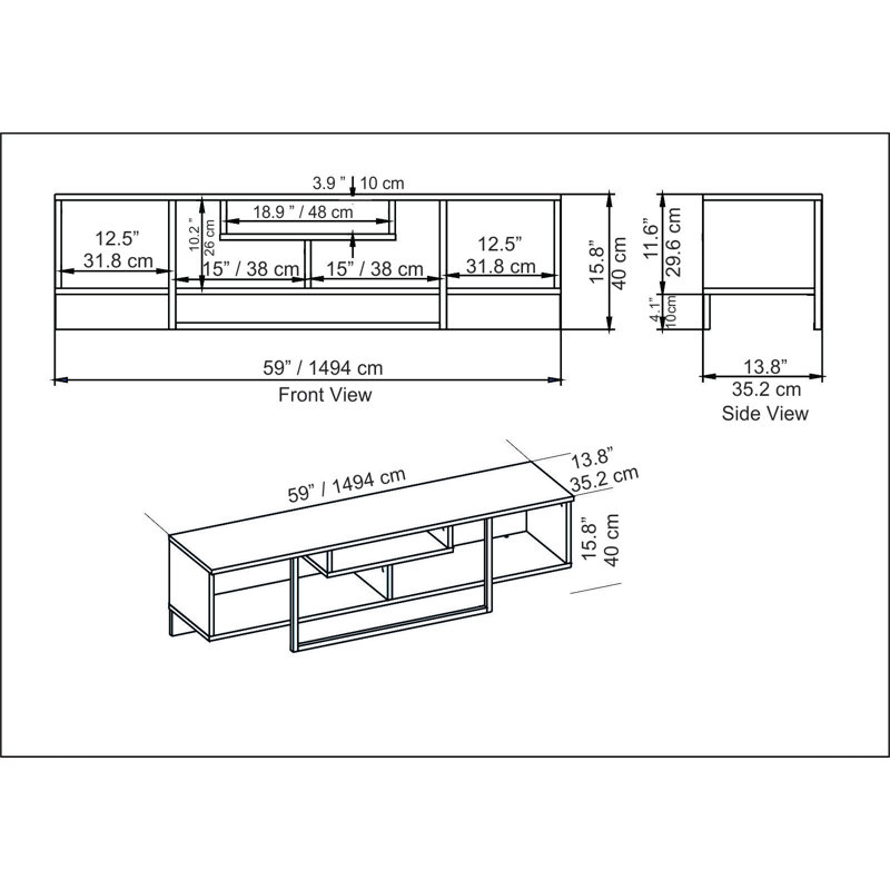 Karon 59" TV Stand for TVs up to 65", Walnut/White