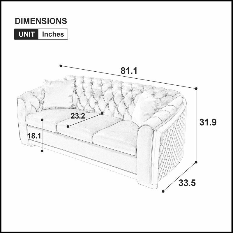 Ensemble de canapé Chesterfield en velours de luxe avec canapé capitonné à 3 places et pieds en acier inoxydable doré, parfait pour les salons élégants