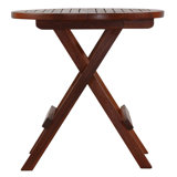 Magdy Round Teak Outdoor Folding Side Table