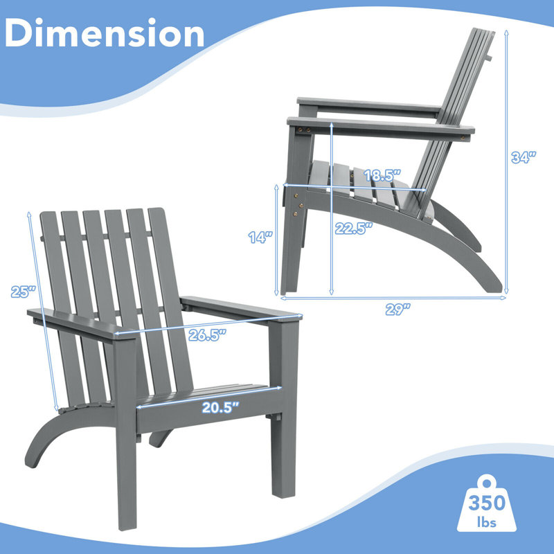 Garberville Acacia Outdoor Adirondack Chair, Gray