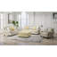 Causeuse Emerald Home Jaciel Saxon avec accoudoirs roulés, garniture cloutée et pieds en bois