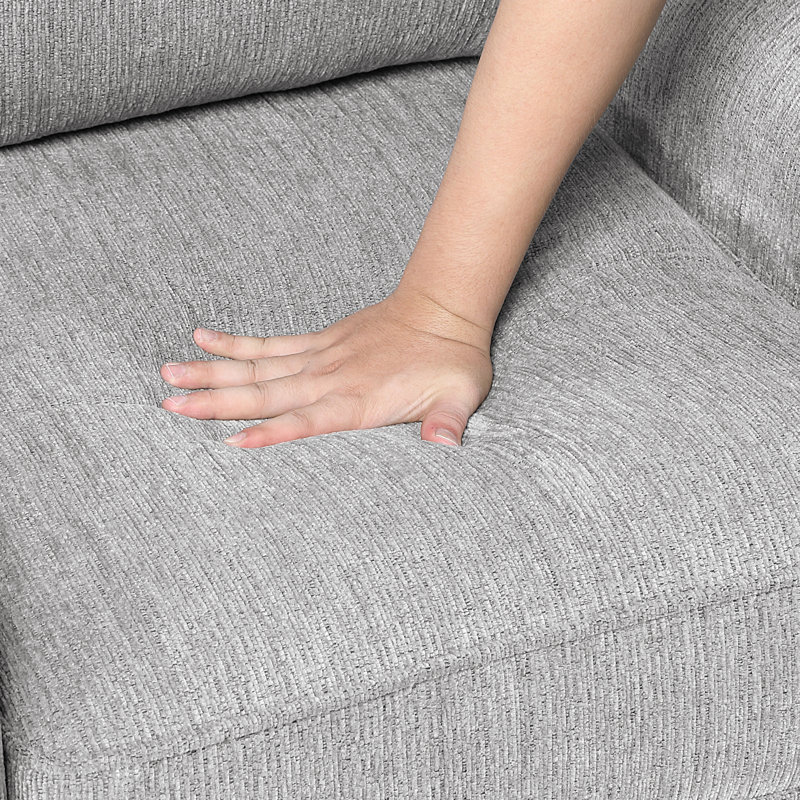 Causeuse en tissu de chenille durable avec coussins décoratifs 1pc, Gris