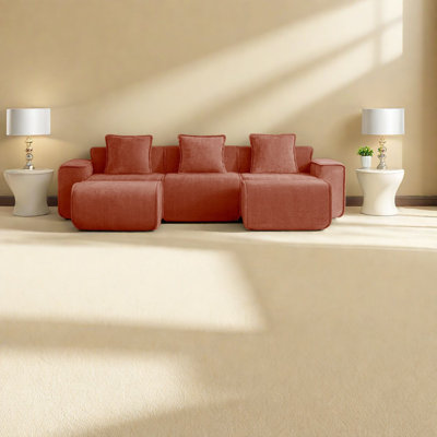 Canapé modulaire de luxe en velours, sans assemblage, style moderne pour la maison
