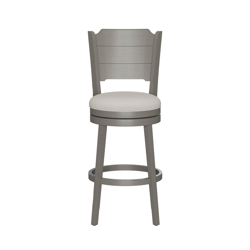 Authement Swivel Upholstered Counter Stool, Gray, Bar Stool (30.25" Seat Height)