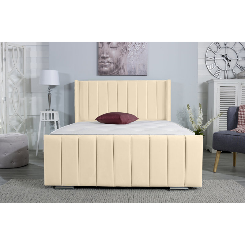 Apperton Upholstered Bed Frame, Double (4'6), Cream