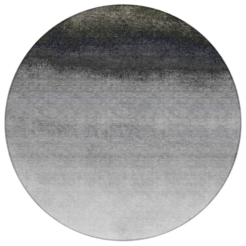Tapis rond argenté et noir 8 po