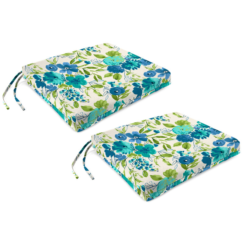 Coussin de siège d'extérieur avec attaches 19 po x 17 po (ensemble de 2)