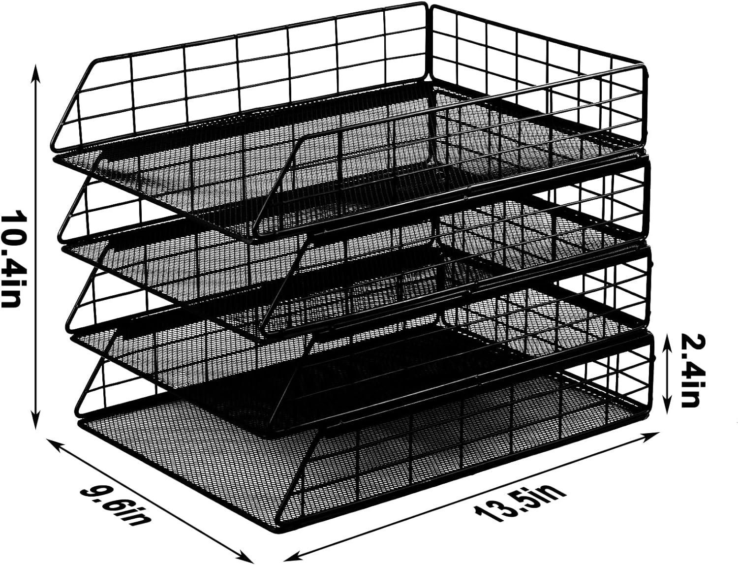 Inbox Zero 4 Pack Stackable Letter Tray Paper Organizer, Metal Desk ...