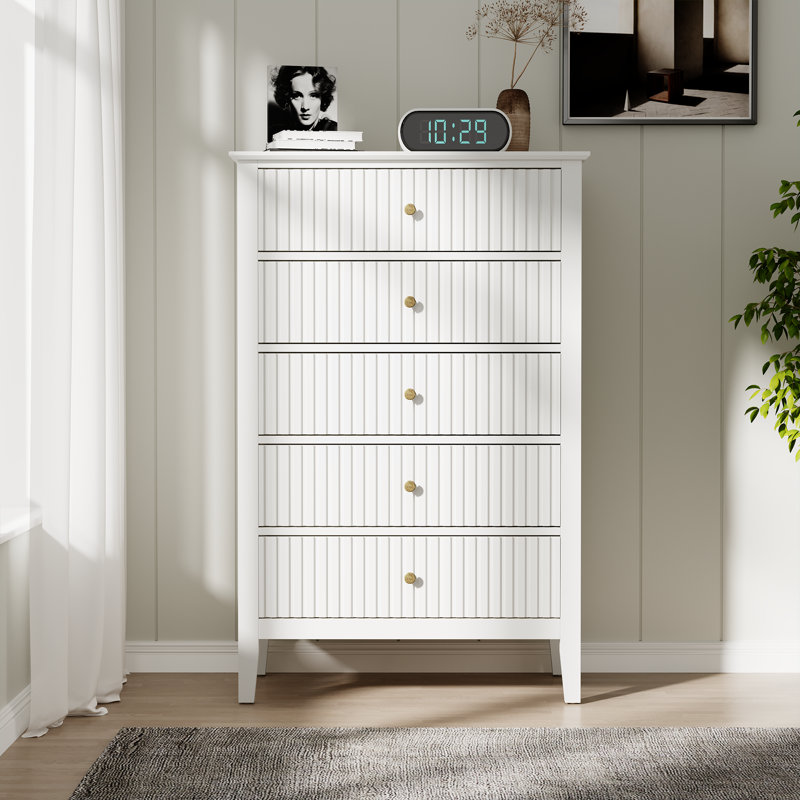 Philomena 42.3" H White 5-Drawer Dresser with Storage
