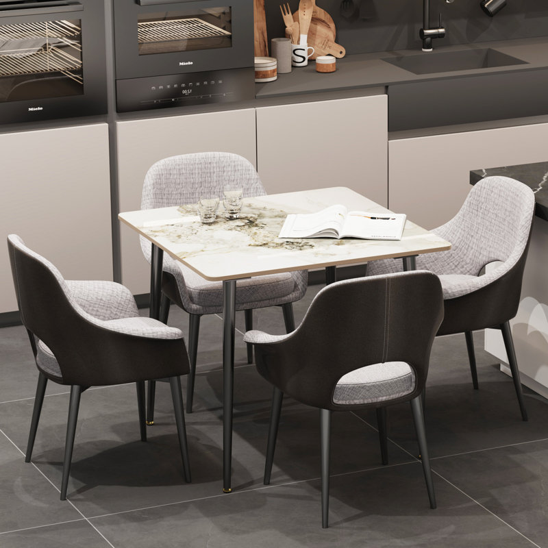 Fung Marble Top Metal Base Dining Table, Cold Jadeite