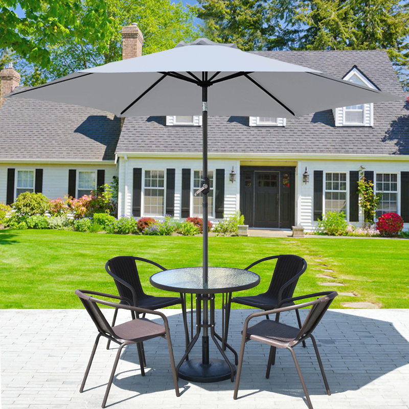 Prado Traditional Parasol, Grey, 235cm H x 270cm W x 270cm D