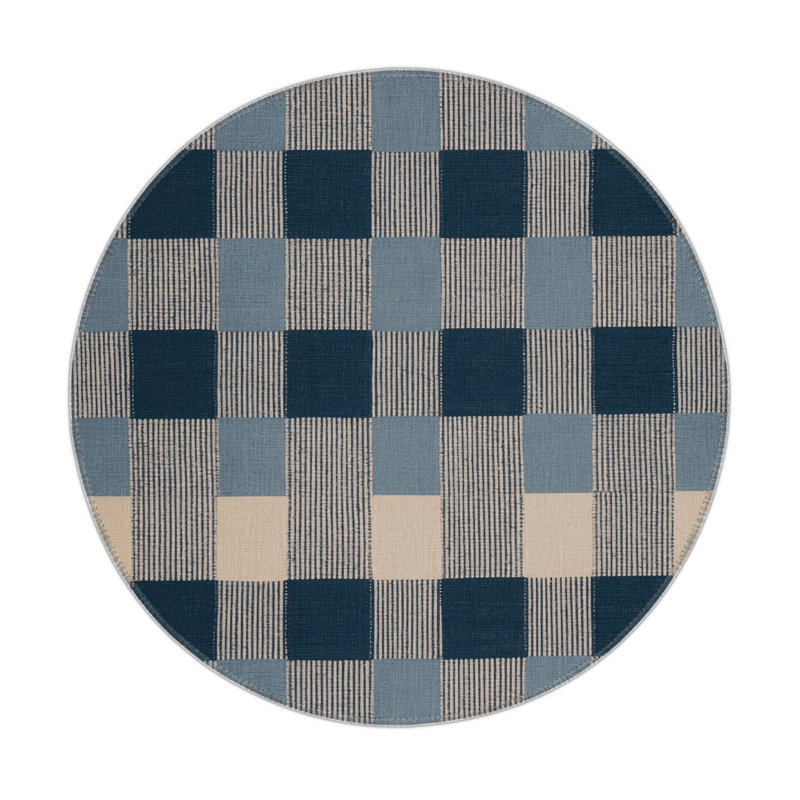 Checkered Gray Indoor and Outdoor Area Rug, Rectangle 3' x 5'