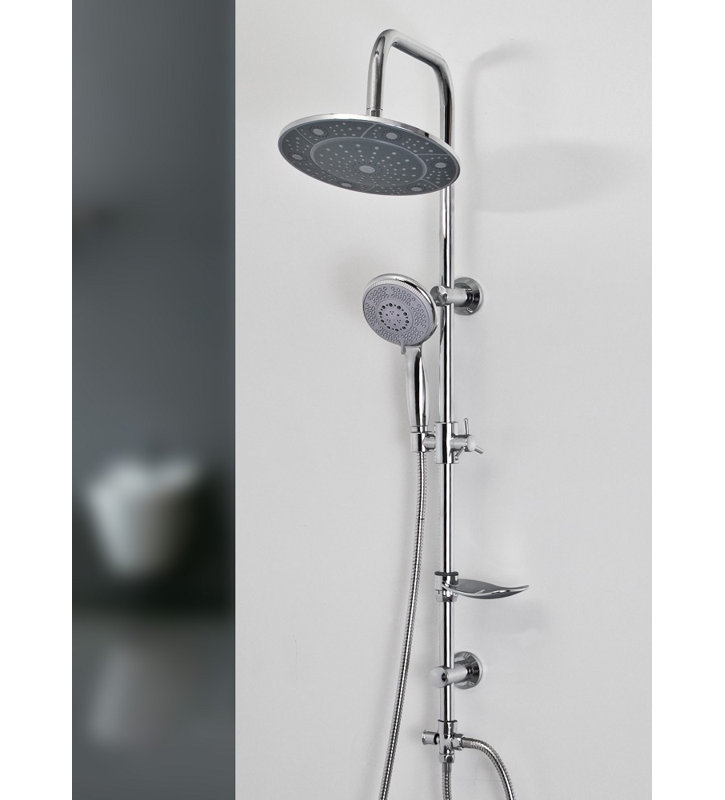 Exposed Mixer Shower with Handheld Shower Head and Fixed Shower Head