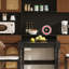Buffet noisette + bois manufacturé noir + verre-802648683