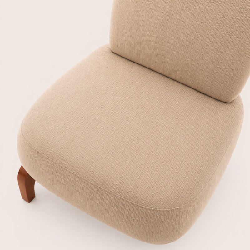 Fauteuil d'appoint Mid-Century de 28 pouces de largeur avec base et coussin pour petit espace, Velours-chameau