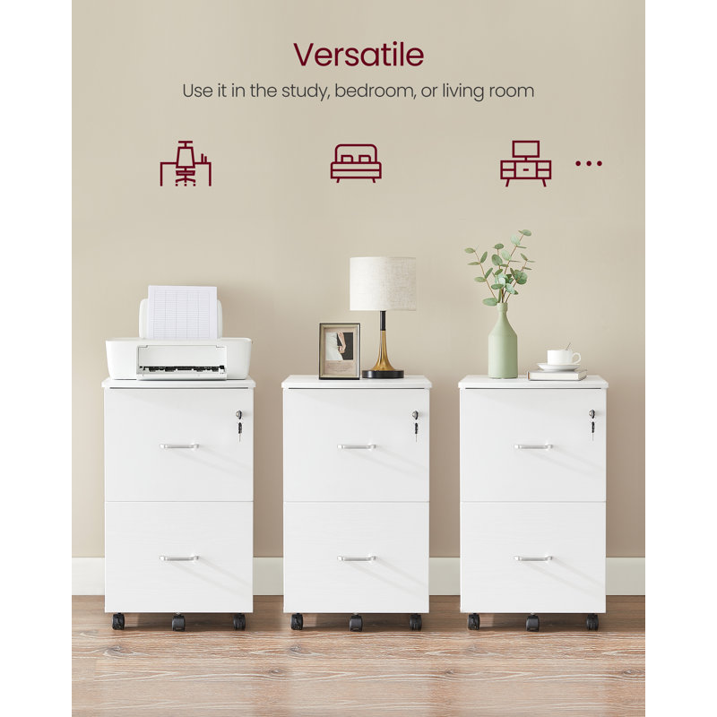 2-Drawer File Cabinet, 16.9'' Wide Locking Filing Cabinet For Home Office, White