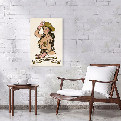 Lady Lawless Classic Playful Retro Bear Wall Art Print by The Whiskey Ginger - Wrapped Canvas Print