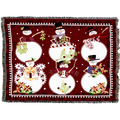 Pure Country Weavers Six Snowman Blanket - Gift Christmas Tapestry Throw Woven from Cotton - Made in The USA (72x54)