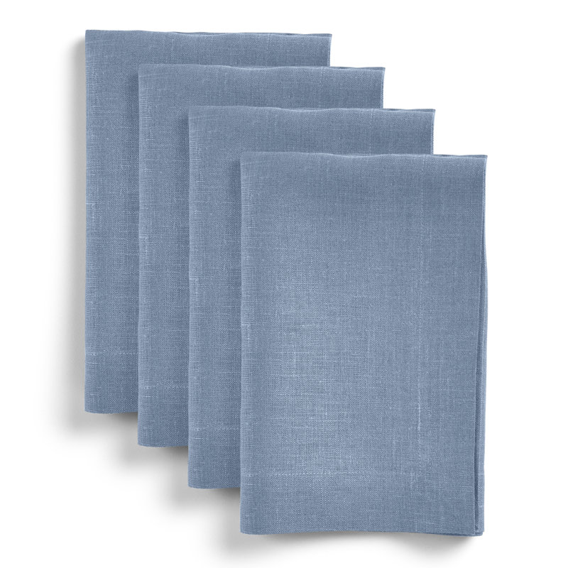 Diana - 100% Pure Linen Dinner Napkins, Dusty Chambray Blue