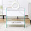 Bedside Table with Drawers Featuring MDF Veneer Top and Transparent Tempered Glass Sides