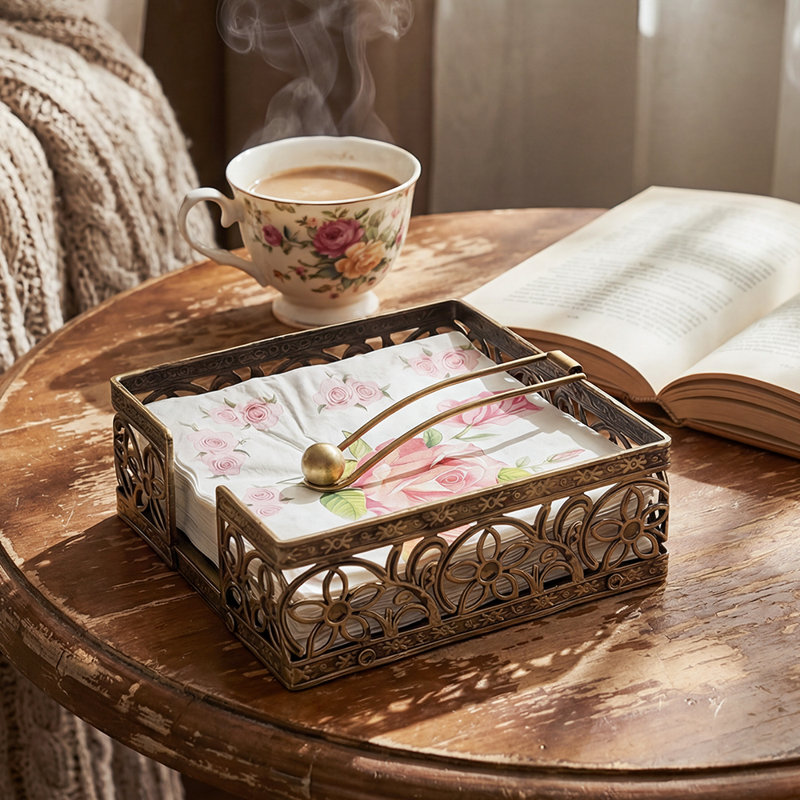 Porte-serviette floral en métal